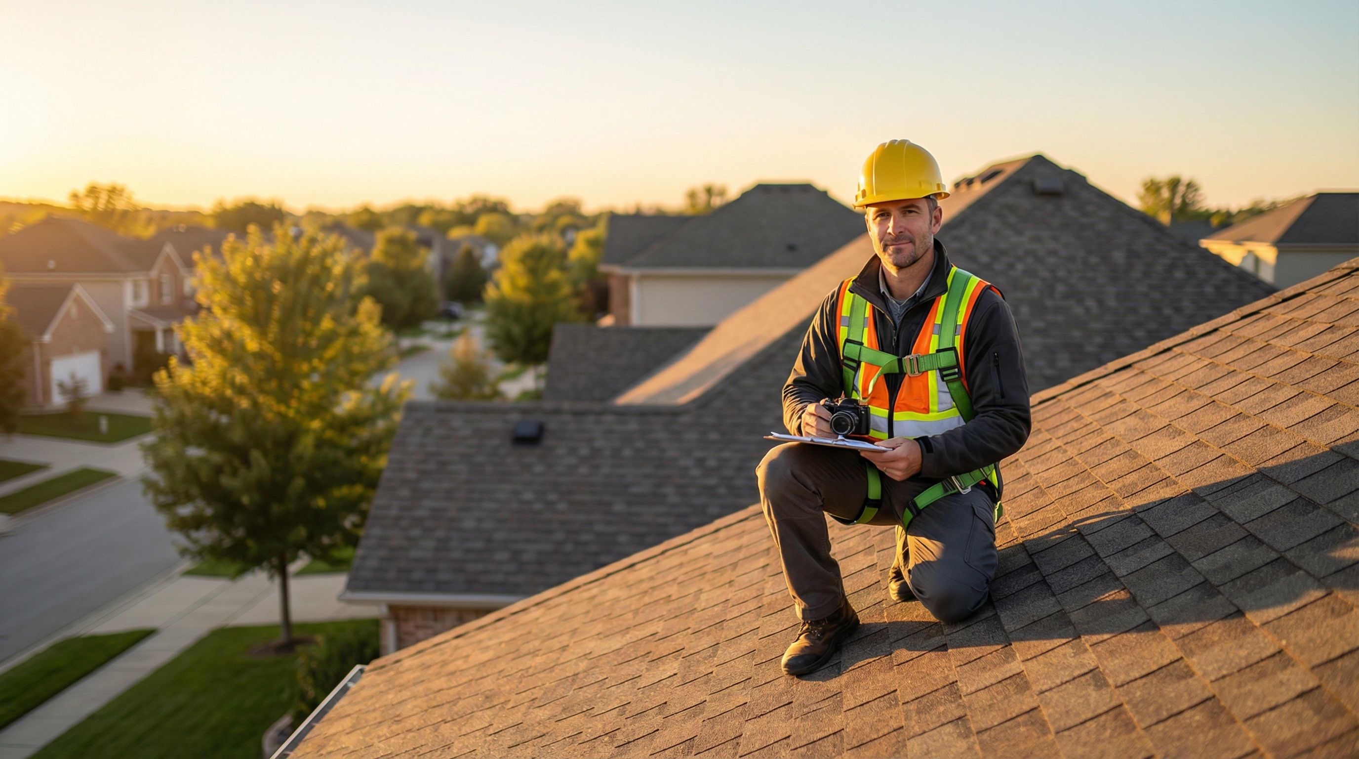 Professional roofing contractor on a Nashville residential rooftop